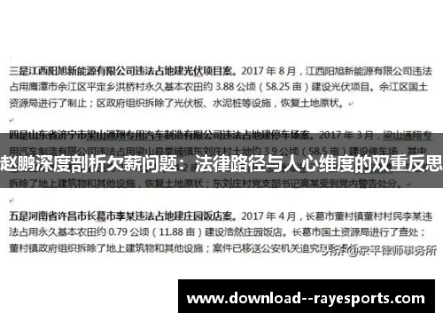 赵鹏深度剖析欠薪问题：法律路径与人心维度的双重反思